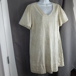 Nicole Miller Original Women's V-Neck Short Sleeve Linen Blend Dress XL